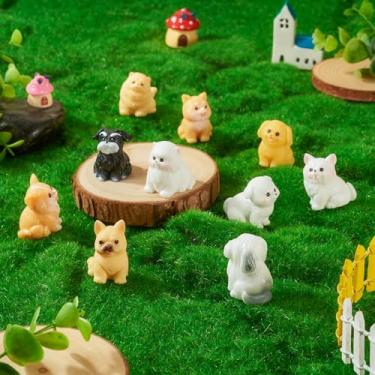 Imagem de 10 peças de miniatura adorável de cachorro, mini animal de resina, filhote de cachorro para aniversário, Natal, Páscoa, topo de bolo, decoração de mesa para casa, acessórios de carro