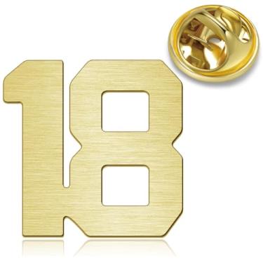 Imagem de HONEY BEAR 1 peça masculina feminina número 1/4/5/6/9/10/12/18/21/24 quatro/cinco/seis/nove/dez alfinetes de lapela colarinho crachá broches para negócios, casamento, formatura, presente, ouro