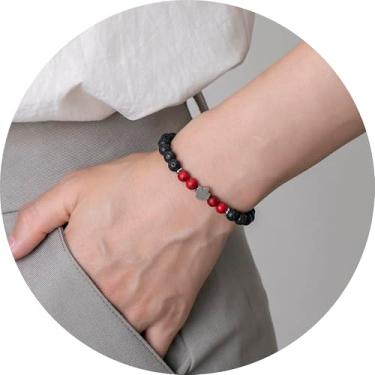 Imagem de Pulseira de contas para homens e mulheres, pulseira elástica com detalhes cruzados, contas empilháveis, joias unissex para uso diário, 19.5cm, Miçanga, Sem Pedra Preciosa