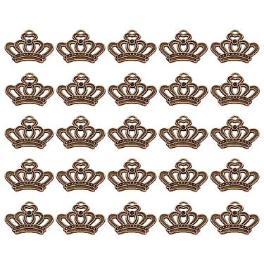 Imagem de Amuleto de coroa, 50 peças, mini pingente de coroa em massa, vintage, designer de metal, faça você mesmo, para fazer joias, pulseiras, brincos, colar, artesanato de casamento, Queen, bronze