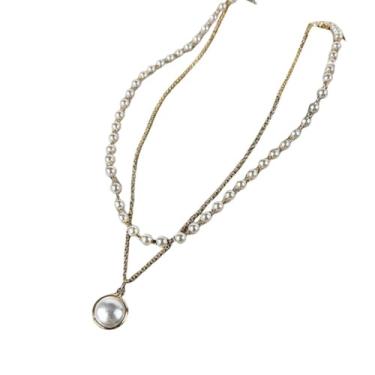 Imagem de Colar pulseira retrô feminina camada dupla (gargantilha, ouro), Large, Liga de aço, Sem Pedra Preciosa