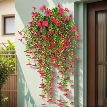 Imagem de Plantas artificiais de flores falsas para decoração de primavera ao ar livre, 1 peça de margarida de seda sintética com folhas de eucalipto, aparência real resistente a UV para uso externo, casa