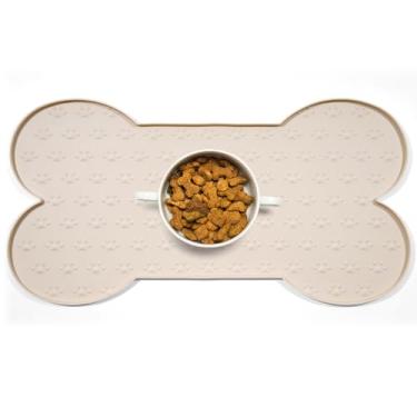 Imagem de Tapete de silicone impermeável para alimentos para animais de estimação com borda elevada – jogo americano de alimentação antiderrapante para cães e gatos, bandeja de tigela à prova de derramamento
