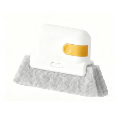 Imagem de 1 escova de limpeza de janela amarela, escova de limpeza multifunções para uso doméstico, limpador de trilhos de porta deslizante de janela, peitoril, linhas de azulejo, obturador, aberturas de carro