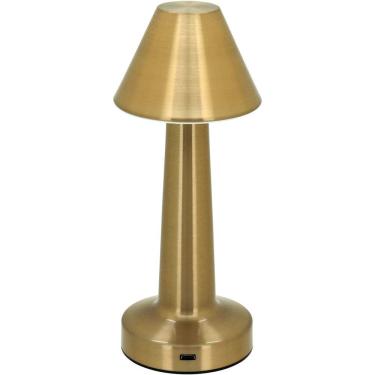 Imagem de Luminária Decorativa Abajur Led Mesa Usb Metal 21x9x9cm Dourado
