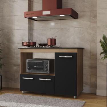 Imagem de Balcão Dália Para Cooktop 4 Bocas 3 Portas Cozinha MB1 120cm - Amarena