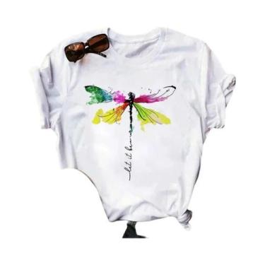 Imagem de Camiseta Feminina Harajuku Com Estampa De Árvore E Borboleta Gótica, G