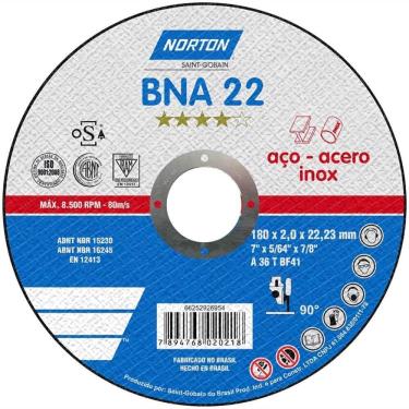 Imagem de Disco De Corte Bna 22 180x2,0x22,23mm - 66252926954 - Norton