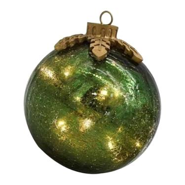 Imagem de Esquirla Bola de vidro com luzes LED, enfeite de Natal, decoração de mesa, luminária de luz quente para clube, janela, Dia de ação de Graças, Verde