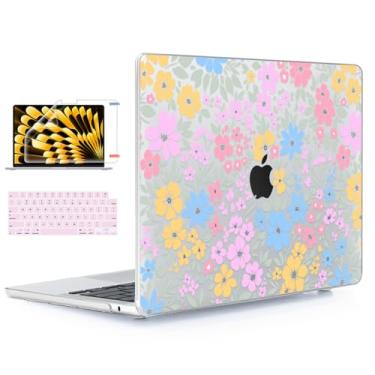 Imagem de YSCLBAHUK Capa para MacBook Air de 13,5 polegadas 2025 2024 2023 2022 M4 A3240 M3 A3113 M2 A2681 Touch ID, capa rígida de plástico padrão capa de teclado protetor de tela trackpad filme, colorido