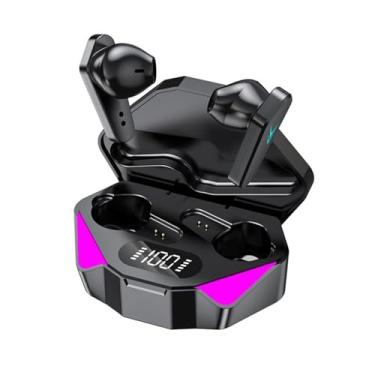 Imagem de Fones de ouvido MX15 Bluetooth 5.0 para jogos, fones de ouvido intra-auriculares TWS, preto, impedância de 32 Ohm, resposta de frequência de 20Hz-20kHz, luz LED, emparelhamento automático, alcance de