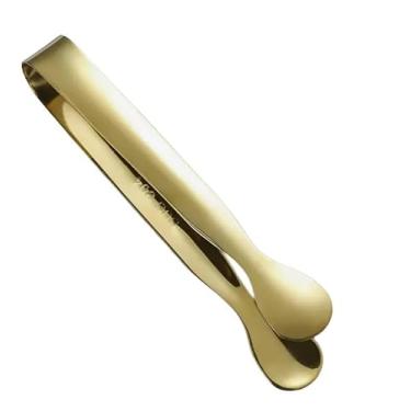 Imagem de Pegador de Gelo Premium Dourado em Aço Inox – Pinça Luxo para Drinks e Cozinha
