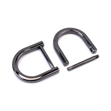 Imagem de VersaKits 4 peças anéis D parafuso em forma de U anel D DIY couro artesanato bolsa chaveiro acessórios (20 mm, preto metálico)
