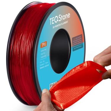 Imagem de TEQStone Filamento TPU 1,75 mm vermelho carretel 95A flexível macio impressora 3D filamento diâmetro consistente +/-0,03 mm no pacote a vácuo