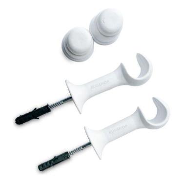 Imagem de Suporte Cortina Varão Simples 19mm 2 Un C/ Ponteira Branco - BugShop