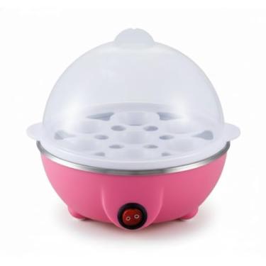 Imagem de Cozedor de Ovos Elétrico a Vapor Portátil Multifuncional Legumes Cozimento Rápido Desligamento Automático. (ROSA PINK)