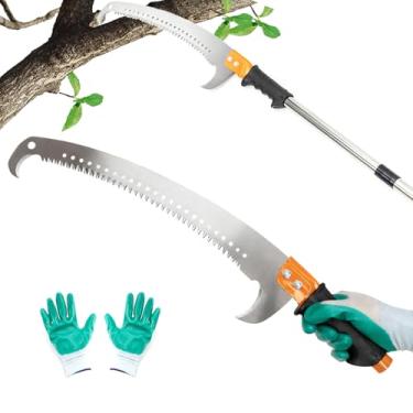 Imagem de Serra de corte manual de aço inoxidável de 2,5 m, serra aparador de extensão longa com poda de árvores em forma de lâmina para corte de galhos de árvores de quintal, jardim e pátios