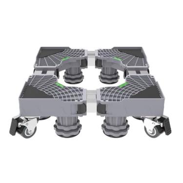 Imagem de Suporte Móvel Ajustável para Lavadora, Geladeira e Móveis – Base Dupla com 8 Pés Antivibração e 4 Rodas Duplas com Trava, Ideal para Eletrodomésticos Pesados