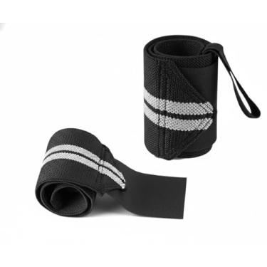 Imagem de Faixa de Pulso para Musculação, Preta com Listras Cinzas, Suporte para Levantamento de Peso, Proteção para Treino de Academia