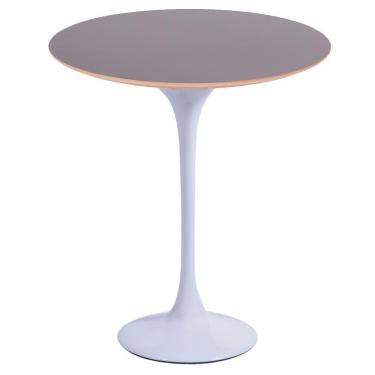 Imagem de Mesa Lateral Oval Fórmica Preta 57x38cm - Base Branca