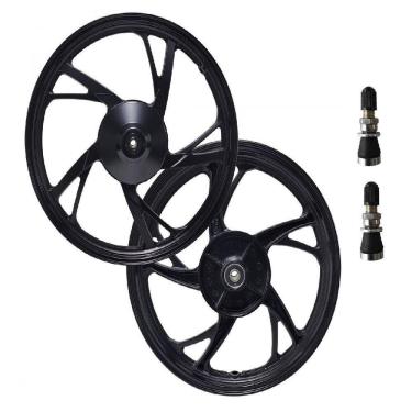 Imagem de Roda Par Biz 125 2005 Á 2022 Biz 100 2013 Á 2015 Biz 110 2016 Á 2022 Pé De Galinha Freio Tambor + Bicos