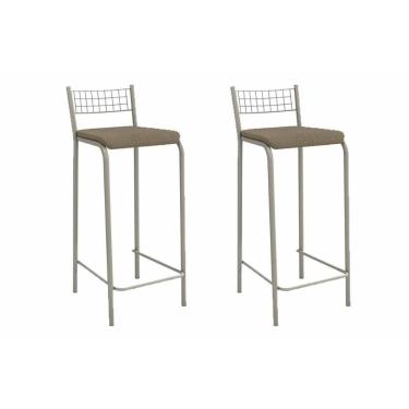 Imagem de Banqueta De Cozinha Gênova 2b705nk Aço Kit 2 Un Niquel-boucle Bege Fendi - Kappesberg