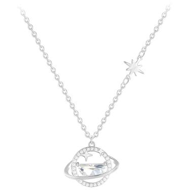 Imagem de Colar feminino ajustável de prata S999, pingente de estrela com pedras de zircão, sem níquel, ideal para presentear