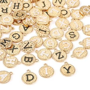 Imagem de Spritewelry Berloques de letras para fabricação de joias de liga esmaltada, pingentes de letra inicial maiúscula A-Z, pingentes do alfabeto para colar, pulseira, brincos, chaveiros, suprimentos de