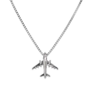 Imagem de Colar masculino com pingente de avião 3D, moderno, delicado, minimalista, feminino, masculino, viajante, joias modernas, presentes, one size, Metal, Sem Pedra Preciosa