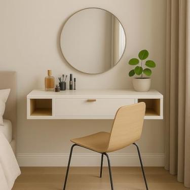 Imagem de Penteadeira Suspensa com Portas e Nichos Versatta – Design Moderno e Tampo Amplo para Quarto ou Closet (Off White)