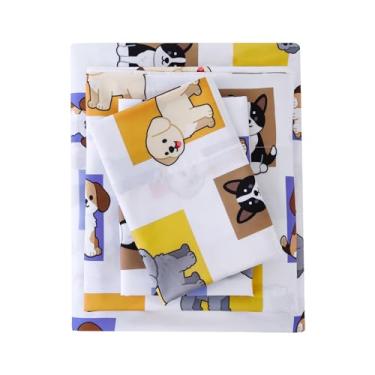 Imagem de MCO Lençóis de cama casal infantil para cães de estimação, microfibra macia para meninos e meninas, 4 peças de lençol casal respirável