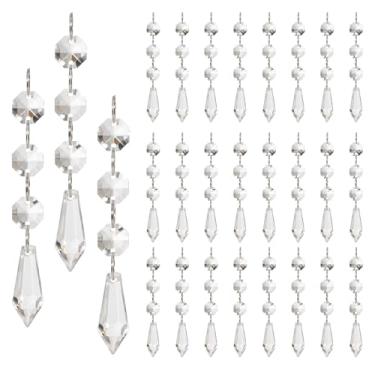 Imagem de 30 peças de enfeites de cristal para decoração de árvore de Natal, cristais acrílicos pendurados com pingente de prisma de gelo, decoração de contas para lustre de Natal e Ano Novo