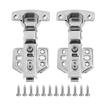 Imagem de Dobradiças de gabinete de aço inoxidável com 2,0 mm de espessura, base espessa, galvanoplastia, dobradiça brilhante sem furos para guarda-roupa de cozinha, durável, resistente, (Curva média de aço