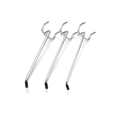 Imagem de Wohegyy Ganchos pegboard 15 cm, pacote com 60, acessórios para organizador de placa de estacas resistentes, ganchos de metal para pegboard, ganchos de placa de pinos para pendurar em garagens de 1