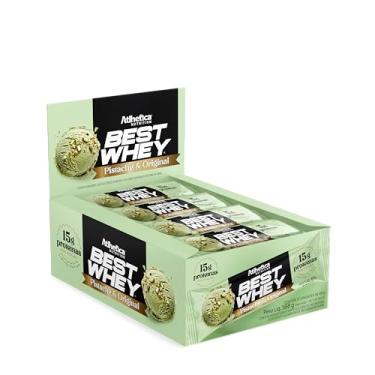 Imagem de Best Whey Bar Atlhetica Nutrition 15g Proteína – Sabor Pistache com Chocolate Branco – Caixa com 12 Barras de 49g – Zero Açúcar Adicionado – Sem Glúten