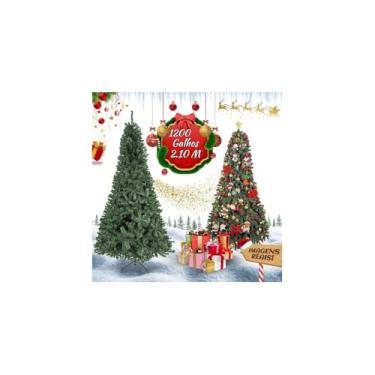 Imagem de Árvore de Natal Verde, 2,10 Metros, 1150 Galhos, PVC e Ferro, Base de Metal, Decoração Natalina para Casa