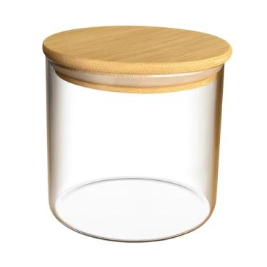 Imagem de Pote de Vidro Hermético Circular com Tampa de Bambu (500ml)