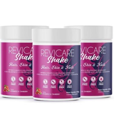 Imagem de 3 Potes Revicare Shake: Peptídeos Bioativos de Colágeno Hidrolisado + Ácido Hialurônico + Coenzima-Unissex