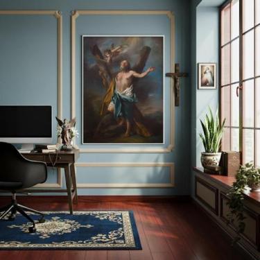 Imagem de Quadro Decorativo Santo André Abraçando Sua Cruz - 70X50Cm - Quadros O