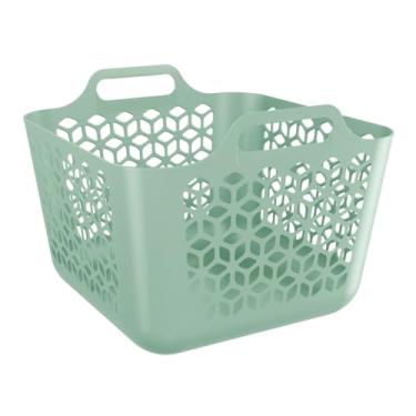 Imagem de Cesto Organizador De Roupas M Com Alça 30L Multiuso Lavanderia Quarto Área De Serviço cesto de roupa suja(Verde Menta)