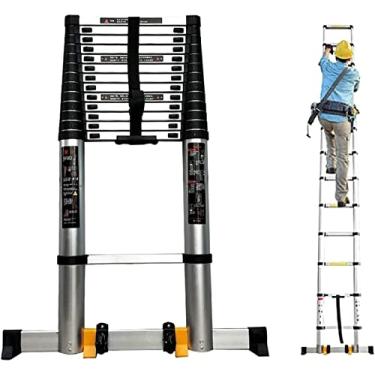 Imagem de OKUOKA Escadas, escada telescópica de fibra de vidro resistente 2M-8M escada extensível multiuso escada dobrável para uso interno ao ar livre carga máxima 150 kg / 5,4 m