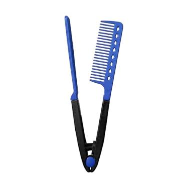 Imagem de Pente alisador de cabelo, design em forma de V, escova profissional para alisar e pentear para cabelos lisos e brilhantes, chapinha portátil para casa, viagens, férias e uso diário