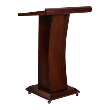 Imagem de Pódio de discurso com mesa inclinada púlpito de madeira maciça para igreja, escola, palestra, pódio, concerto, escritório, púlpito em pé, fácil de instalar, moda