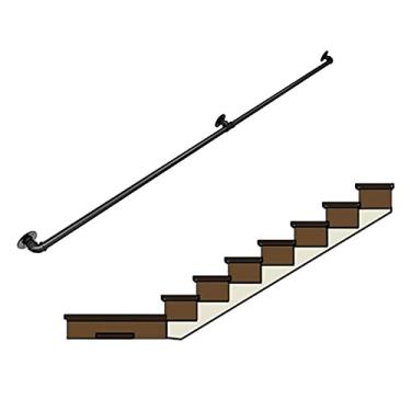 Imagem de Corrimão de tubulação/corrimão de escada de ferro forjado a vento industrial, loft interno doméstico contra a parede alça de jardim de infância antiderrapante antigo, preto (1 pés-6 m) (tamanho: 4,3 m