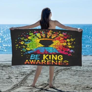 Imagem de hongjinglin Toalha de praia absorvente de secagem rápida, design de autismo, toalha de piscina leve de microfibra colorida, toalhas de banho macias sem areia para praia, natação, banheiro, chuveiro