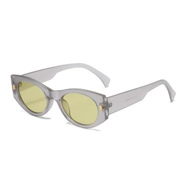 Imagem de HCPIHF Óculos de sol de luxo femininos, retrô, com rebites, masculino, em tons degradê, UV400 (cinza e verde)