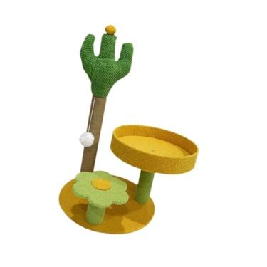 Imagem de Ioensy Torre de escalada para gatos, centro de atividades multicamadas com poste de arranhões, torre fofa para gatinhos, poleiro interativo para gatos, Amarelo