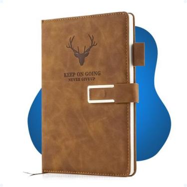 Imagem de Caderno Diário A5 100 Folhas Com Fecho Magnético Capa Couro - Hxt, Mar