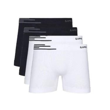Imagem de Kit Com 4 Cuecas Boxer Lupo 436-002 Branco/Preto, M, Sortido