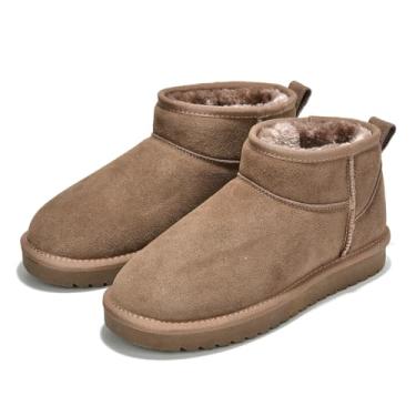 Imagem de Project Cloud Botas femininas de cano curto 100% de couro genuíno – Resistente à água com palmilha de espuma viscoelástica – Botas femininas modernas e confortáveis (hippy), Camurça de cogumelo, 42